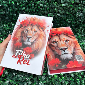 Bíblia Sagrada Filha do Rei Vermelha Evangélica Leão Com Harpa e Índice LETRA MÉDIA Jovem Fé ARC