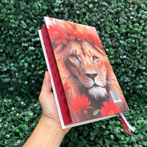 Bíblia Sagrada Filha do Rei Vermelha Evangélica Leão Com Harpa e Índice LETRA MÉDIA Jovem Fé ARC